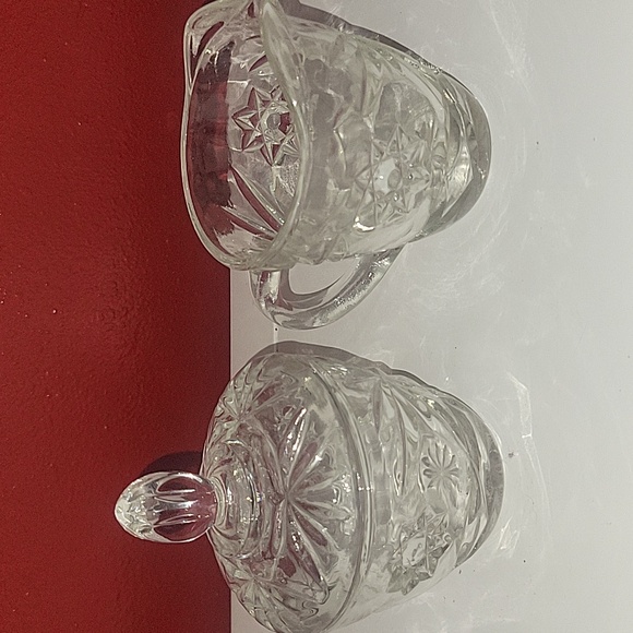 VIntage Anchor Hocking Early American Prescut Star of David Sugar Bowl & Creamer - Picture 1 of 6